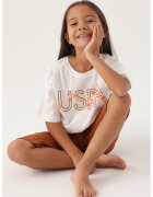 US Polo ASSN Set de imbracaminte cu logo - Alb/Portocaliu persan