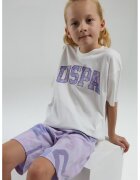 US Polo ASSN Set de tricou cu logo brodat si pantaloni scurti - 2 piese - Lila/Alb murdar