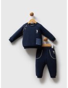 US Polo ASSN Trening cu logo brodat - Bej/Bleumarin