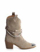 Vanilla Botine cowboy din piele intoarsa - cu decoratiuni metalice Aryan