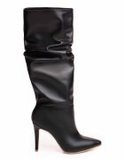 Vanilla Cizme din piele cu design drapat Obsidian Whisper