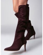 Vanilla Cizme Plum Dune Mirage cu toc mic - subtire - piele naturala intoarsa de mov inchis
