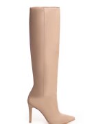 Vanilla Cizme Savanna Shade cu toc inalt - piele naturala de culoare grej