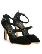 Vanilla Pantofi Stiletto cu toc subtire Dora - piele naturala intoarsa -negri - Negru