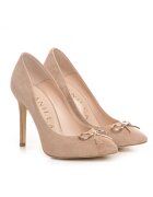 Vanilla Pantofi Stiletto cu toc subtire - piele naturala intoarsa - bej