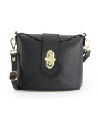 Venezia Geanta crossbody dama piele naturala - 18x20x9cm - curea detasabila max 138cm - Negru