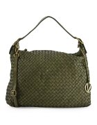 Venezia Geanta crossbody din piele naturala verde - 40x51x9cm - cu 3 buzunare interioare - curea detasabila max 120cm
