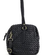 Venezia Geanta de dama din piele naturala - model Bucket - 27x29x16cm - cu manere de 53cm - curea detasabila max 133cm. - Negru