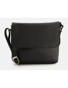 Venezia Geanta de umar model Messenger - piele naturala - neagra - 18x20x5 -5cm - cu 2 buzunare interioare si 2 exterioare.