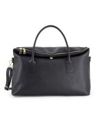 Venezia Geanta shopper din piele naturala - neagra - 32x43x15cm - cu 3 buzunare interioare - curea detasabila max 115cm