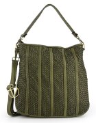 Venezia Geanta shopper din piele naturala - verde - 37x35x12cm - cu 3 buzunare interioare - curea detasabila max. 122cm
