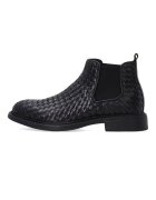Venezia Ghete Chelsea barbatesti din piele neagra cu partea superioara impletita