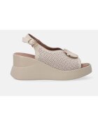 Venezia Sandale wedge din piele cu aspect perforat