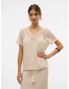 Vero Moda Bluza cu decolteu in V si maneci scurte - Bej