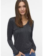 Vero Moda Bluza slim fit cu insertii stralucitoare - Negru/Argintiu