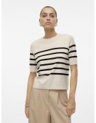 Vero Moda Pulover cu dungi si maneci scurte - Bej