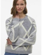 Vero Moda Pulover cu model geometric - Gri deschis melange