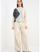 Vero Moda Pulover din amestec de lana cu design colorblock Keisa - Alb fildes/Gri