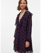 Vero Moda Rochie cu decolteu in V si model in carouri - Albastru inchis/Violet tyrian