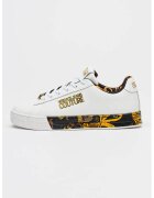 Versace Jeans Couture Pantofi sport low cut din piele - Alb/Portocaliu pal