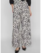 Vila Pantaloni ampli cu talie inalta - Negru stins/Alb optic