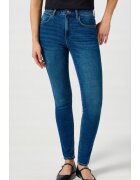 Wrangler Blugi dama - talie inalta - albastru inchis - denim elastic - bumbac/elastan