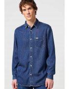 Wrangler Camasa barbati - 1 buzunar - croiala regulata - bleumarin - denim