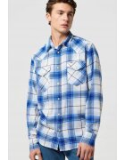 Wrangler Camasa barbati - camasa din bumbac - albastru - fermoar - maneca scurta