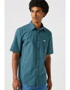 Wrangler Camasa barbati - cu un buzunar - verde - bumbac - maneca scurta -