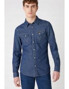 Wrangler Camasa barbati - Dark Stone - slim fit - albastru - bumbac -