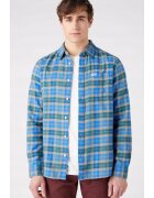 Wrangler Camasa barbati - model We Care - croiala regulata - carouri albastru-bej-verde - 100% bumbac -
