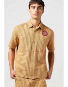 Wrangler Camasa mecanica Casey Jones - portocalie cu dungi verzi - bumbac - croiala lejera - set cu doua buzunare