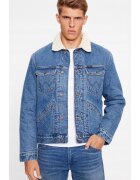Wrangler Geaca denim barbati 124MJ Sherpa - croiala regulata - albastra - 100% bumbac - cu izolatie