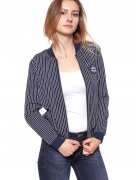 Wrangler Jacheta De Tranzitie - Stripes Bomber - Croiala Regulara - Fermoar - 100% Vascoza - 1 Buzunar Pe Piept - XS - Alb - 1 Bucata
