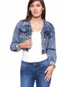 Wrangler Jacheta Din Denim - Jacheta Cropped M - Croi Regular - Inchidere: Nasturi - Compozitie Material: 100% Bumbac - Numar De Buzunare: 2 - M - Albastru - 1 Bucata