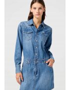 Wrangler Rochie mulata - albastra - bumbac - cu buzunare si fermoar