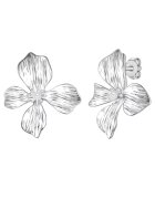 Yokoamii Cercei cu tija - in forma de floare - decorati cu perle sintetice - Argintiu