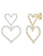 Yokoamii Cercei drop in forma de inima placati cu aur de 14K si decorati cu zirconia - Auriu
