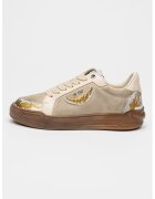 Zadig & Voltaire Pantofi sport din piele si piele intoarsa cu detalii contrastante - Gri cenusiu/Bej deschis