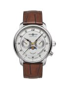 Zeppelin Ceas barbati - model 8536-1 - mecanism quartz - bratara din piele naturala - carcasa inox - alb - 40mm