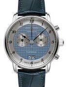 Zeppelin Ceas Chronograph 8584-3 - quartz - albastru - curea din piele naturala - 50m rezistenta la apa