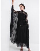 ZIMMERMANN Rochie cu garnituri de dantela si maneci liliac - Negru/Transparent