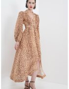 ZIMMERMANN Rochie de in cu animal print - Maro inchis/Maro deschis