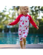 Zipster Costum de baie cu protectie solara UPF 50+ - - Swimster Flamingo - Rosu si Alb - pentru fetite - 3-4 ani - Rosu
