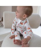 Zipster Pijamale lungi din bambus cu fermoar reversibil - - FireTruck - Alb cu Portocaliu - pentru baieti