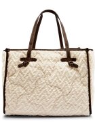 GIANNI CHIARINI Geantă shopper cu două fețe + borsetă Marcella cu adaos de piele