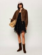 HUGO Geacă Liph | Cropped Fit | piele întoarsă