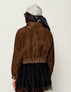 HUGO Geacă Liph | Cropped Fit | piele întoarsă