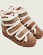 Inuikii Căptușite botine cu platformă Velcro Wedge | piele întoarsă | shearling cu adaos de lână