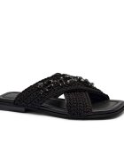 Inuikii Șlapi Woven Crossed Stones cu adaos de piele
